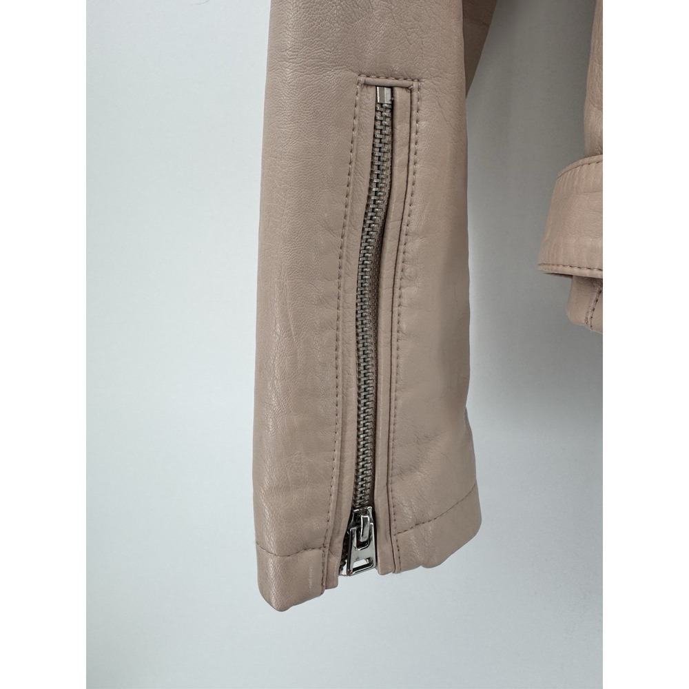 Topshop Leather Jacket Women's Long Sleeve Pink Beige Size 12 - Picture 8 of 16